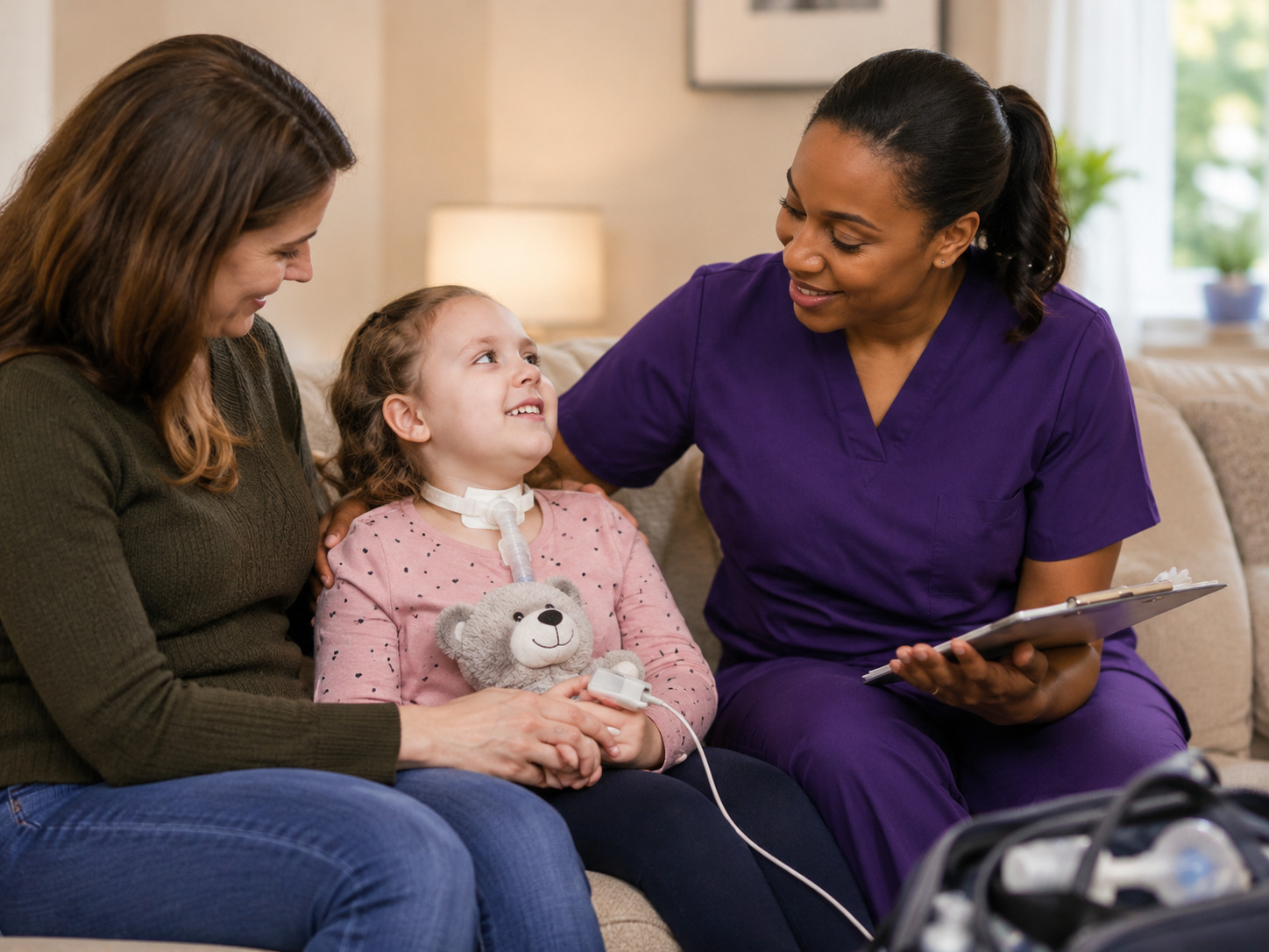 Child receiving compassionate in-home support