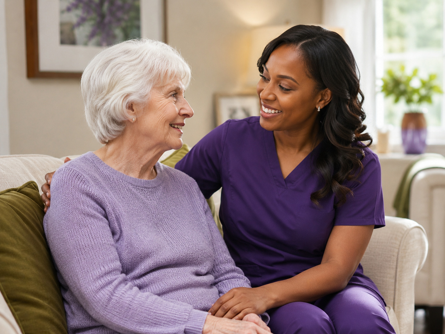 Caregiver supporting an older adult at home